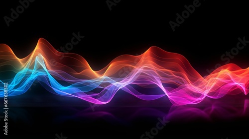 Colorful sound wave visualization on a dark background photo