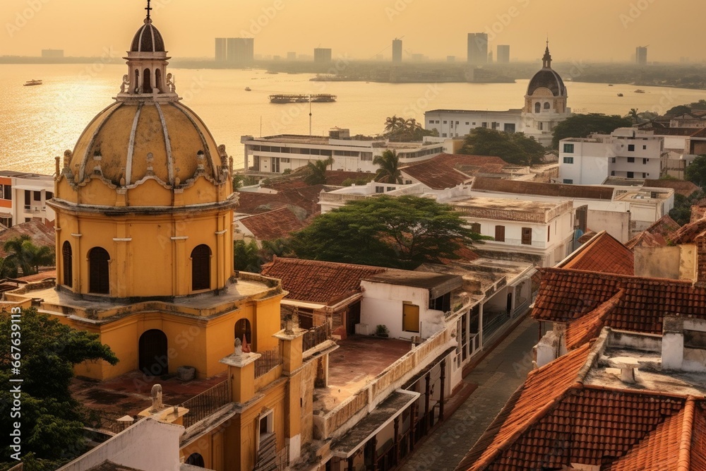Scenic overview of Cartagena city. Generative AI