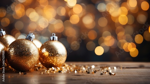 Golden Christmas glitter and bokeh background
