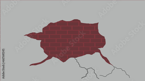 Broken Old Brick Wall. Cracks on the wall vector illustration