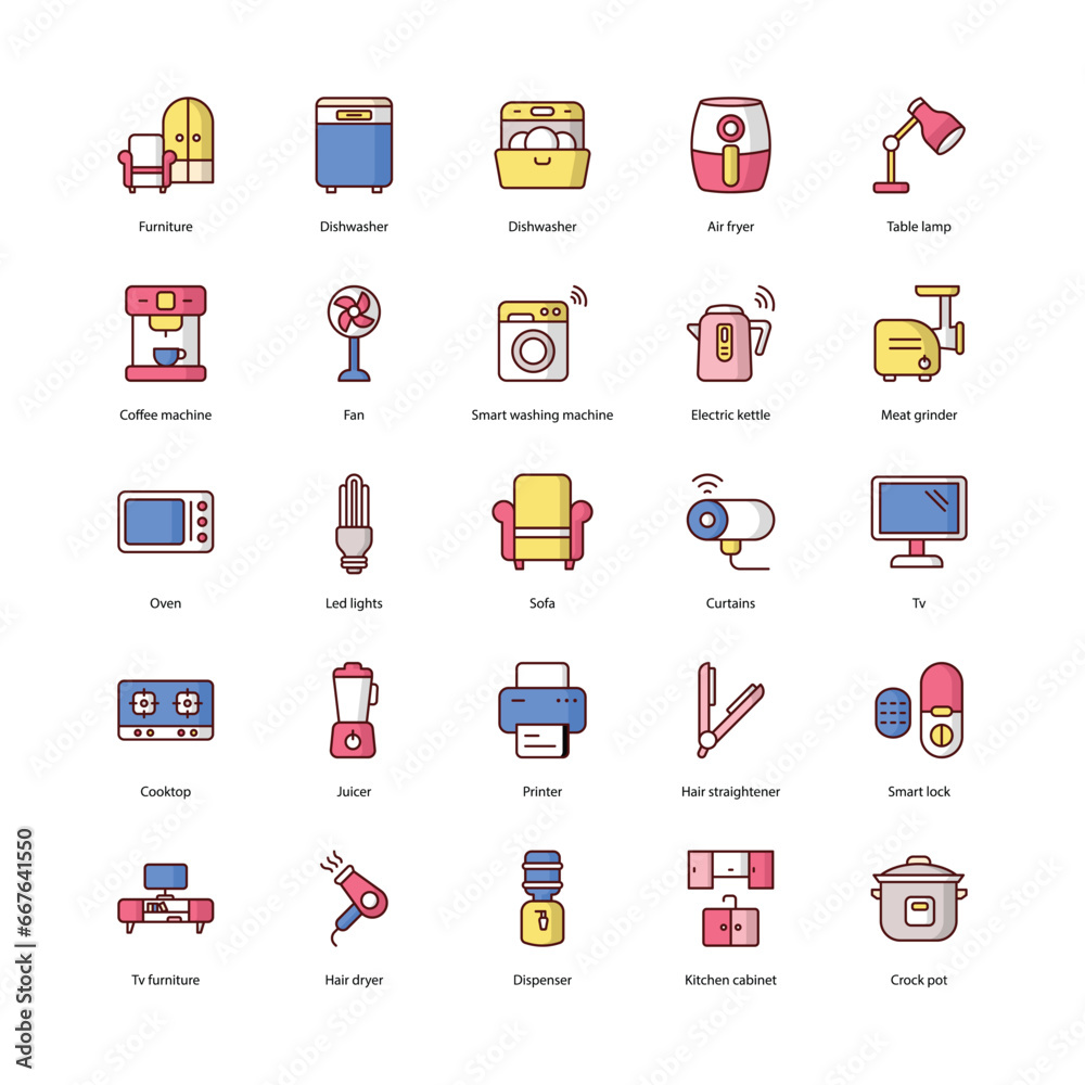 Home Appliance icons set isolate white background vector stock illustration Home Appliance icons set isolate white background vector stock illustration