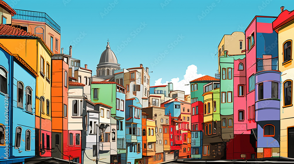 Istanbul city of turkey pop art