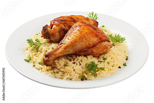 Chicken and Rice Plating on Transparent Background