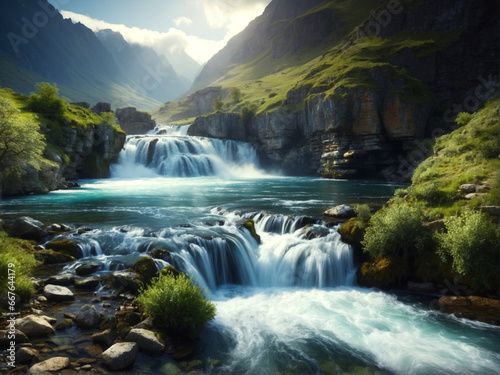 Beautiful cascade waterfall
