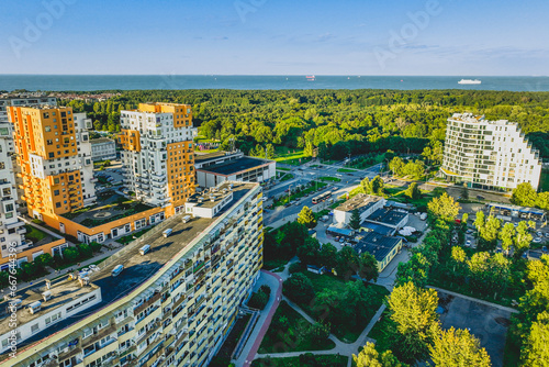 Large long buildings "Falowce" in Gdańsk, Przymorze.