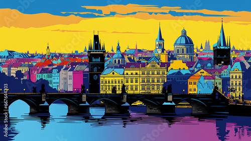 Konstfotografi Prague city pop art