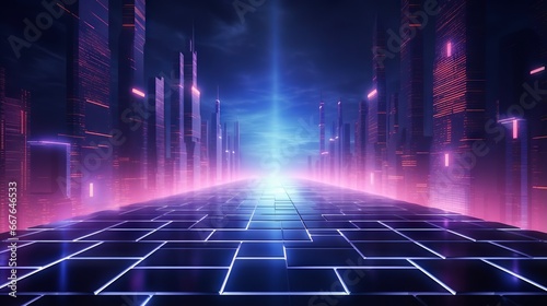 Cyberpunk style background with futuristic technology and light effects