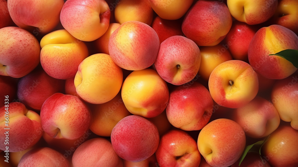 Top View Group of Fresh Red Colored Ripe Peach As Pattern Background Selective Focus Top View Group of Fresh Red Colored Ripe Peach As Pattern Background Selective Focus