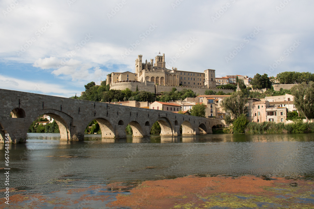 View of Béziers, France, from the riverside.
