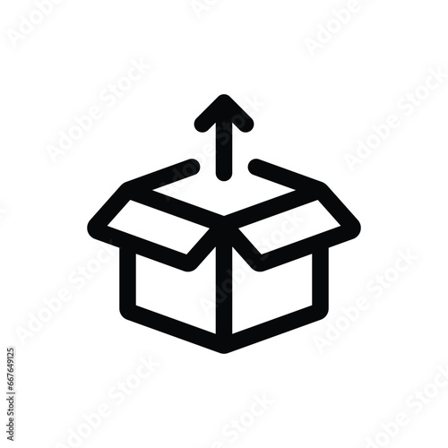 Unboxing icon in trendy outline style isolated on white background. Unboxing silhouette symbol for your website design, logo, app, UI. Vector illustration, EPS10.