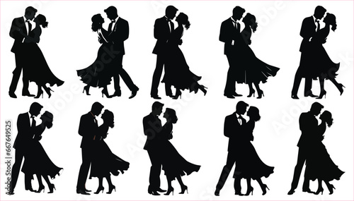 Women dancing people silhouettes, Happy dancing people	
