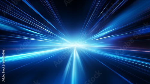 Blue light rays and stripes on dark background: vector illustration of futuristic energy technology concept