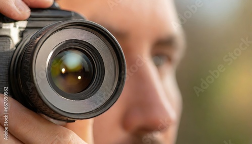 Photographer's Eye in Camera Viewfinder with Copyspace © Tadeusz