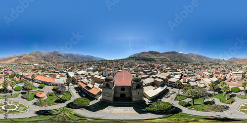 Aerial view of the town of Caraz, in the Ancash region. photo