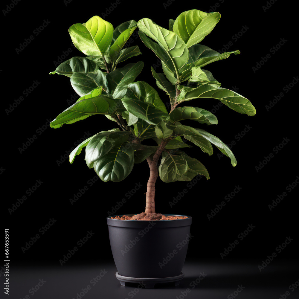 Fiddle Leaf Fig (Ficus lyrata) Studio Shot Isolated on Clear Background, Generative AI Fiddle Leaf Fig (Ficus lyrata) Studio Shot Isolated on Clear Background, Generative AI