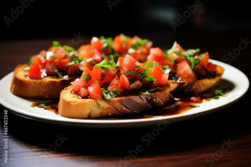 Zesty Bruschetta tomato appetizer. Italian food. Generate Ai