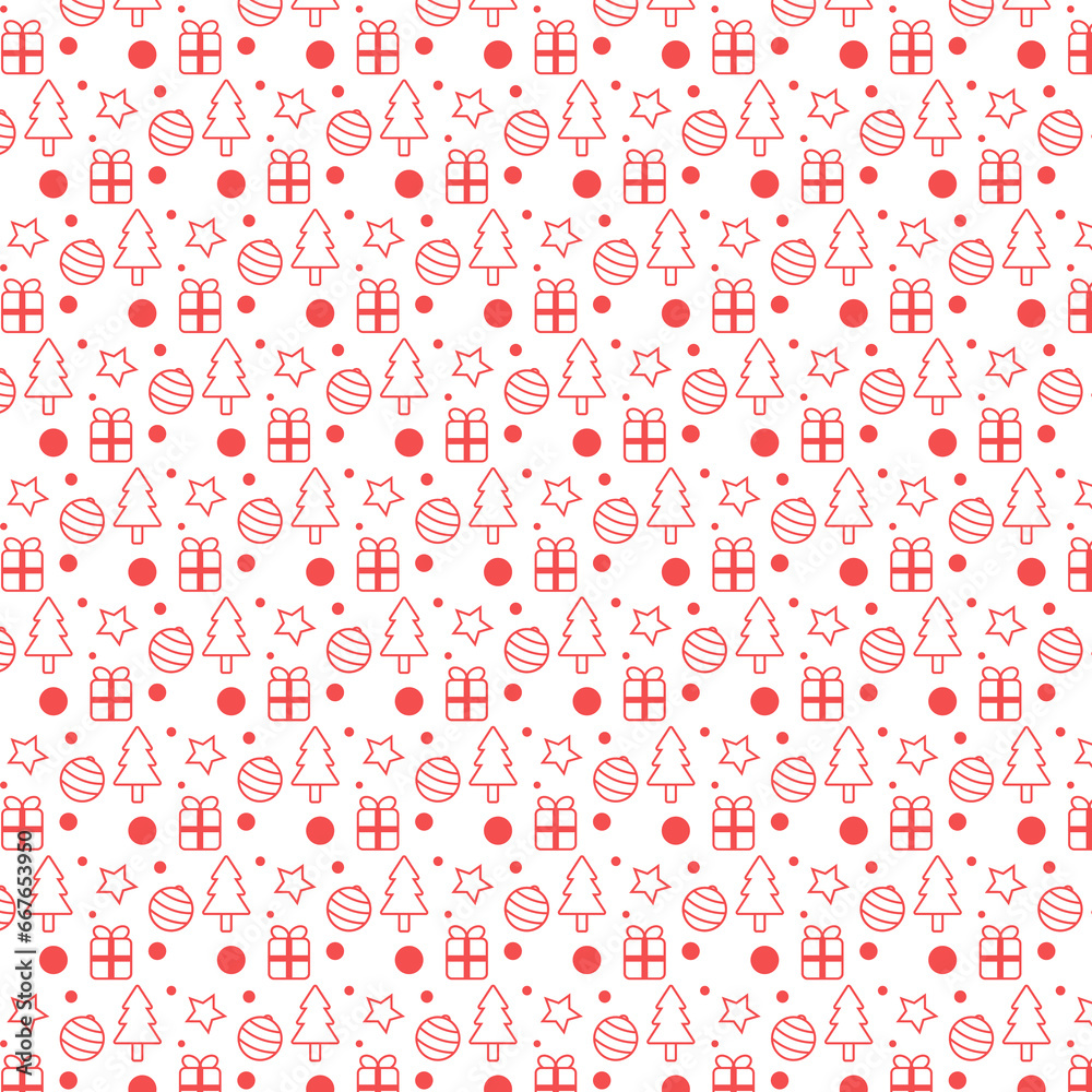Red lineart christmas pattern flat background decoration Red lineart christmas pattern flat background decoration