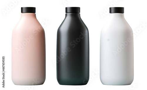 Empty cosmetic bottles mock up isolated on transparent background