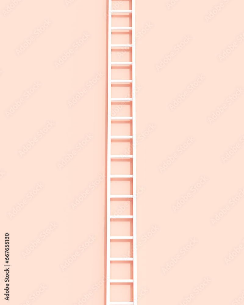 White ladder rose pink background ladder of success accomplish accomplishment climb pink peach 3d illustration render digital rendering