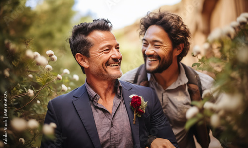 Elegant Engagement Portrait of Happy Gay Couple