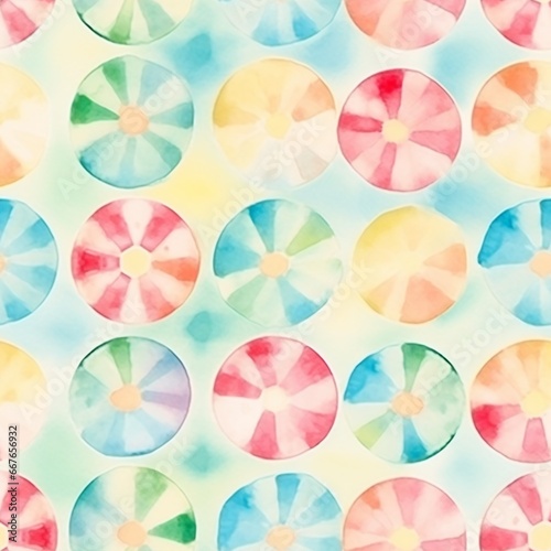 Joyful Christmas Fabric Seamless Pattern in Pastel Colors Tye and Dye Circle Textile Design, Perfect for Festive Backgrounds