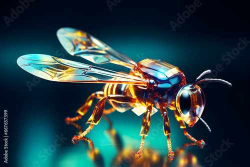 Bee colorful art isolated on black background © Oksana