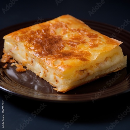 Layered pie with salty cheese