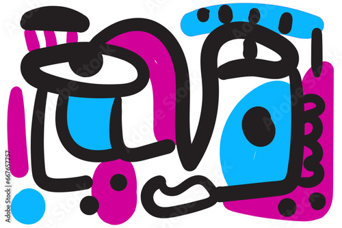 abstract face that combines geometric and organic elements.