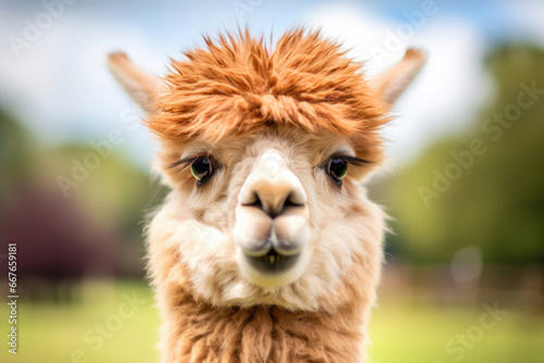 Close up portrait of an alpaca