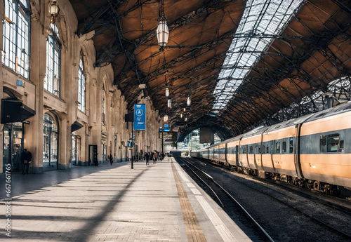 Calmness on the train station in Europe.