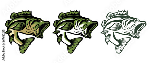 bass large mouth fish jump vector illustration