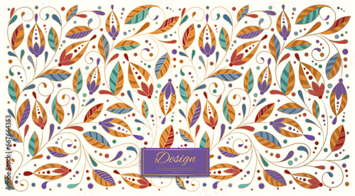 Abstract floral background. Vector ornament pattern. Paisley elements. Great for fabric, invitation, wallpaper, decoration, packaging or any desired idea.