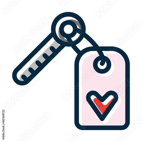 Key Chain Vector Thick Line Filled Dark Colors