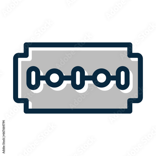 Shaving Blade Vector Thick Line Filled Dark Colors