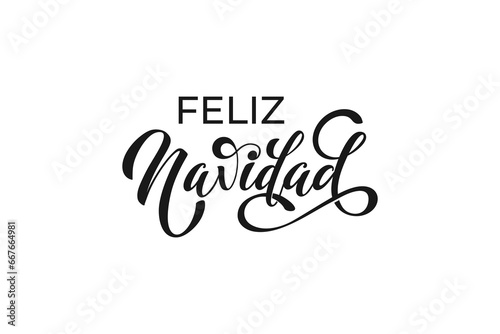 Feliz Navidad spanish Merry Christmas Modern calligraphy lettering on sticker for season greetings