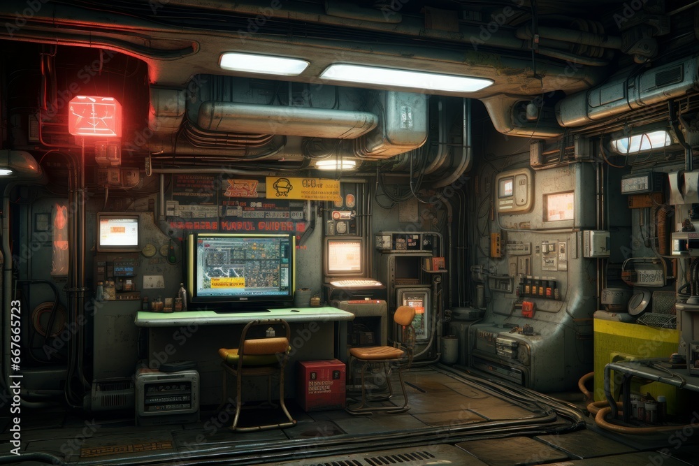 High-tech Cyberpunk apartment. Futuristic room house. Generate Ai High-tech Cyberpunk apartment. Futuristic room house. Generate Ai