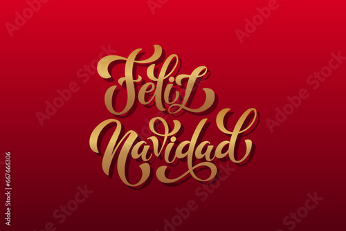 Feliz Navidad spanish Merry Christmas Modern calligraphy lettering on sticker for season greetings