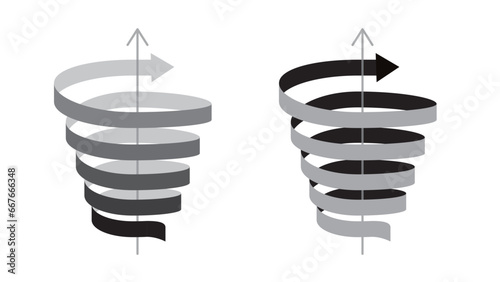 Set of arrow ribbons ascending in a spiral