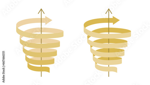 Set of arrow ribbons ascending in a spiral