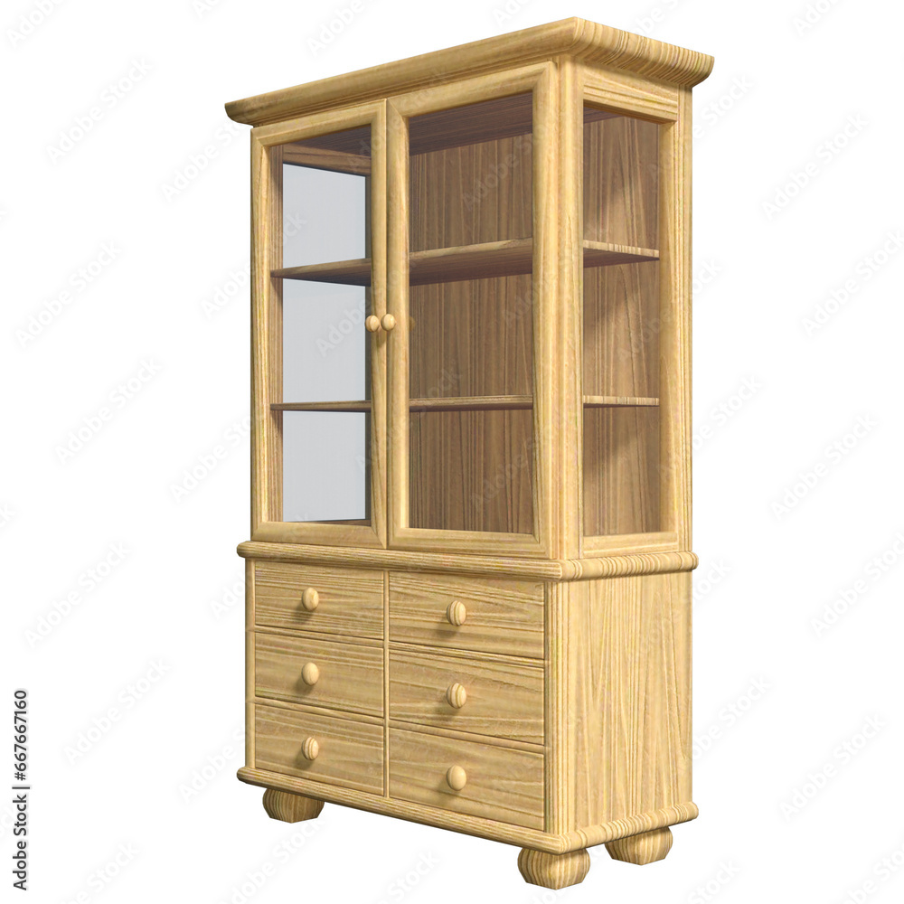 Timeless Elegance : 3D Rendered Antique Wooden Cabinet