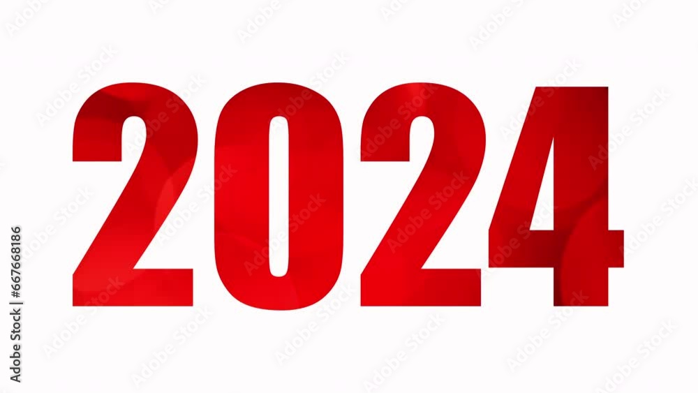 Flashing New Year 2024 red colour sign on a white background banner Flashing New Year 2024 red colour sign on a white background banner