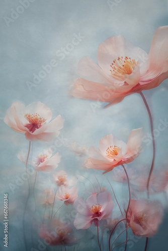 Dreamy blooming flowers background