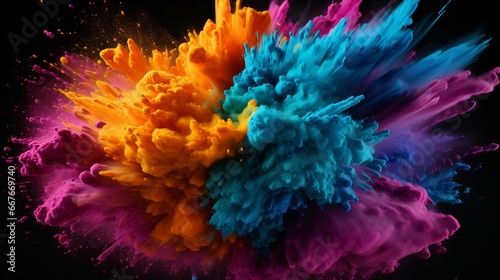 Vivid Color Explosion Unfolds: Dynamic Blend of Paint Waves in Stunning, Ethereal, Artistic Dance