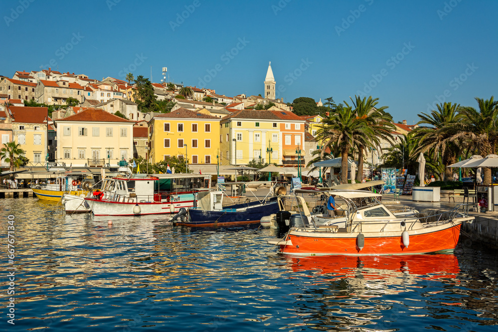 Small boats in the harbour of Mali on the island of Losinj in the Adriatic Sea, Croatia