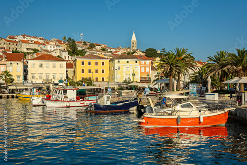 Small boats in the harbour of Mali on the island of Losinj in the Adriatic Sea, Croatia