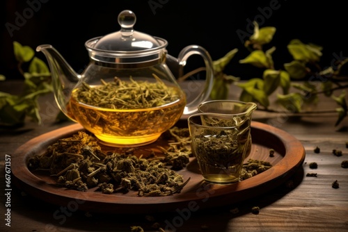 Rich Dry bergamot tea. Aromatic fresh drink. Generate Ai