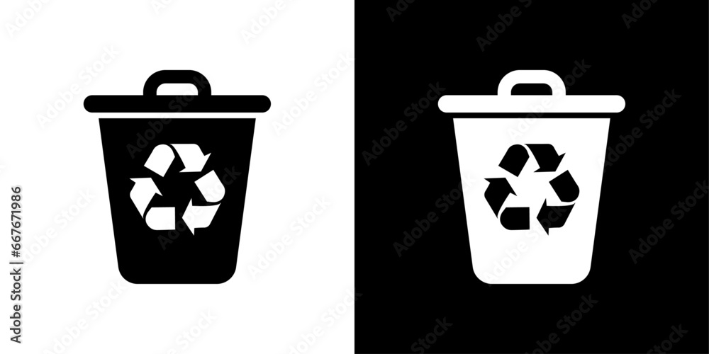 Fotografie Recycle bin garbage trash can icon sign symbol vector