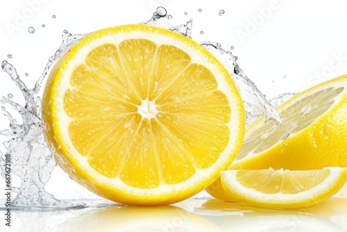 Water splashing on lemons