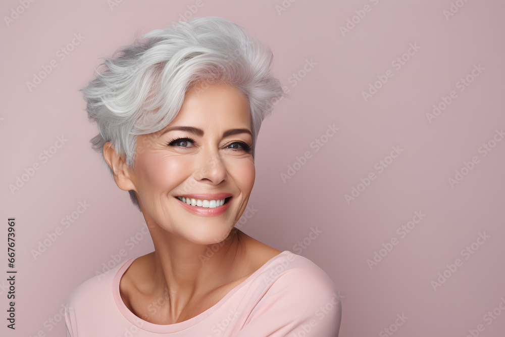 Portrait of smiling senior woman looking at camera.