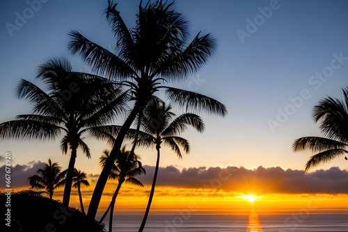 generative AI  sun up close to the beautiful pacific sunrise scene for the newyear